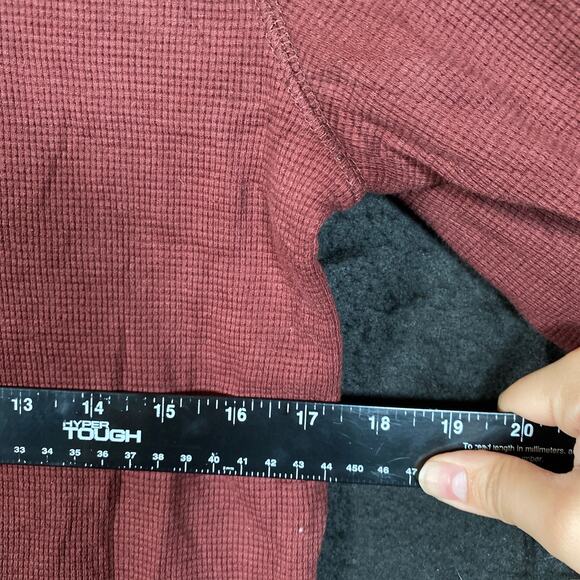 Eddie Bauer Mens Sweater Hoodie Maroon Pullover Henley Cotton Blend Small - Picture 6 of 11